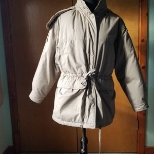 Eddie Bauer Goose Down Hooded  Jacket Tan M